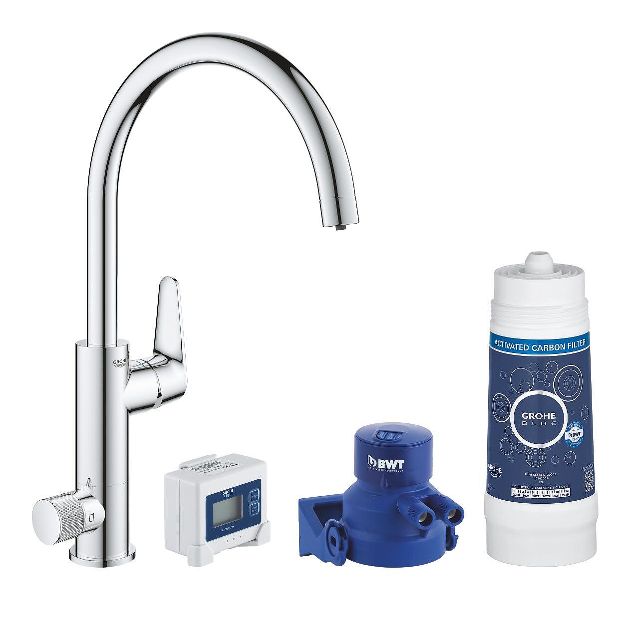 GROHE Blue Pure BauCurve Кухненски смесител с филтър, комплект